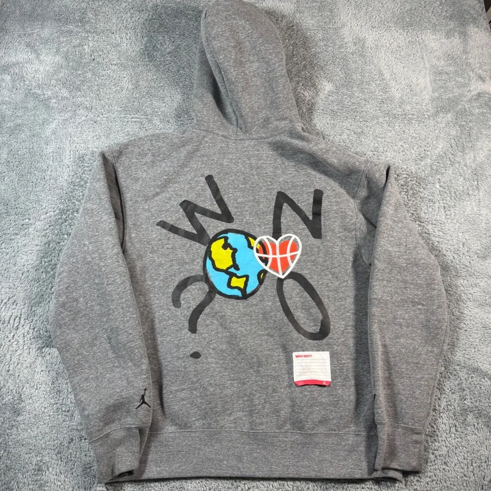 Jordan‎ Russell Westbrook Why Not LFTG Hoodie Mens Large Grey Graphic Sweatshirt